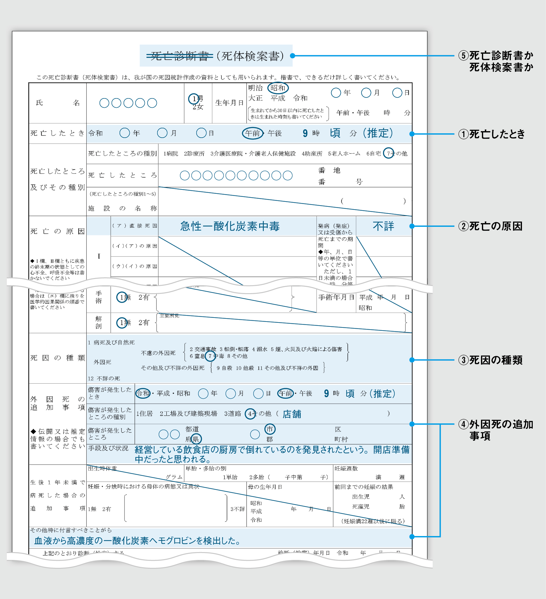 ガス器具の不完全燃焼による一酸化炭素中毒死［〈今日使える〉死亡診断 